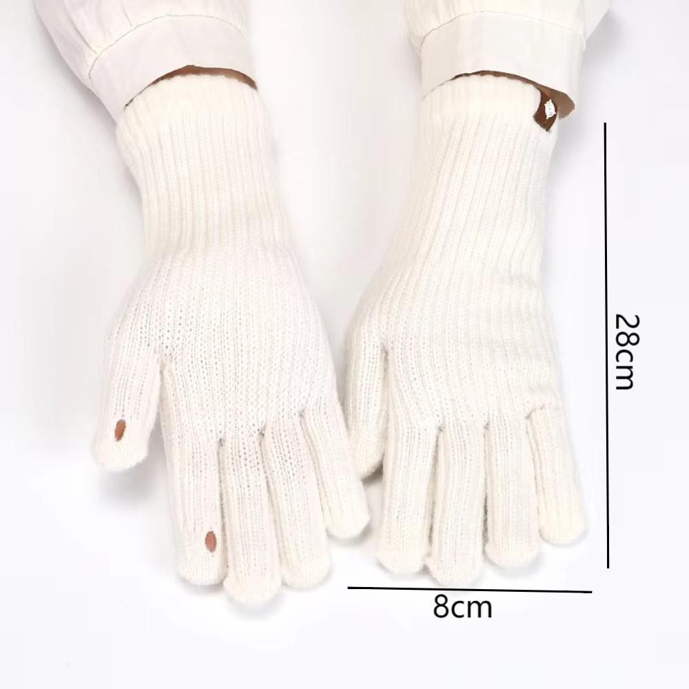 Casual Long Knitted Gloves Touchscreen Solid Color Winter Gloves Warm Mittens Outdoor Riding