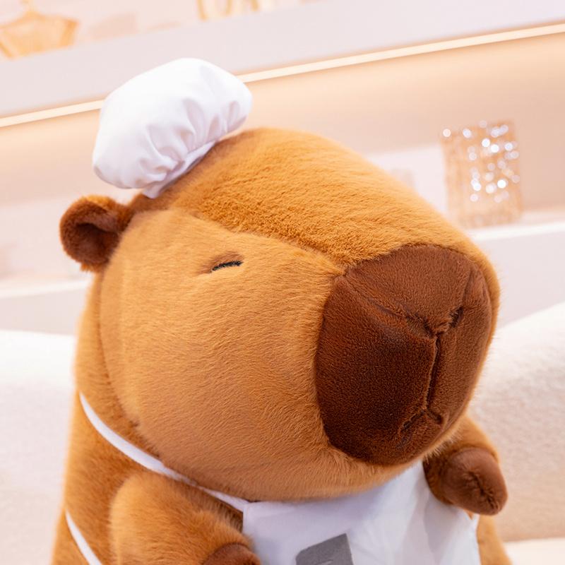 Chef Capybara Plush Toy Lovely Stuffed Capybara Plushies Soft Animal Doll Throw Pillow Room Decor Kawaii Toy Gift Girl