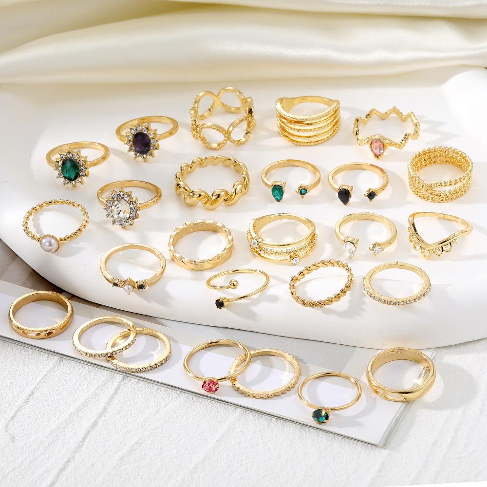 Simple Colored Beach Ring - Retro Butterfly Ring Set Combination