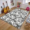 Floral Scrollwork Black and White Pattern Patterned Carpet, Non Slip Mat Suitable for Living Room and Bedroom Sofas