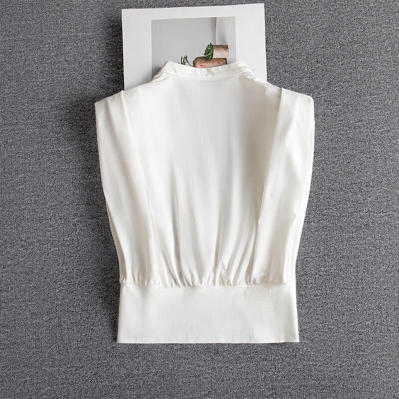 Women's Elegant V-Neck Pleated Short T-Shirt