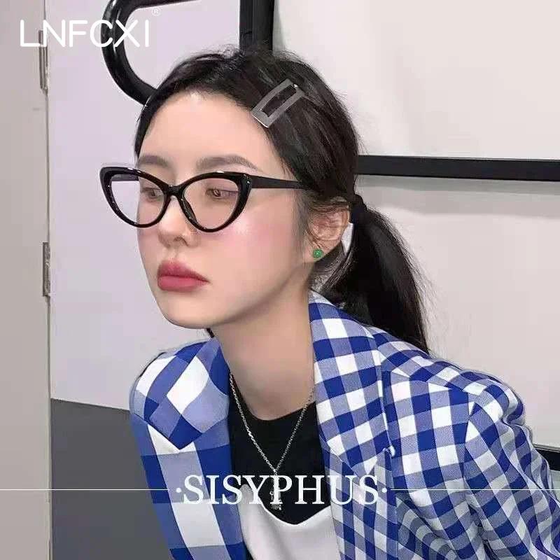  Fashion Eyeglasses Frames for Women Cat Eye Glasses Frame Red White Clear Optical Spectacles Blue Light Blocking Glasses