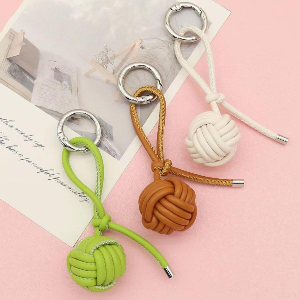 Handmade Woven Ball Pendant with Miumiu Imitation Sheepskin