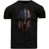 American Flag Sparta Helmet Mens TShirt  Cotton Round Neck Short Sleeve T Shirt