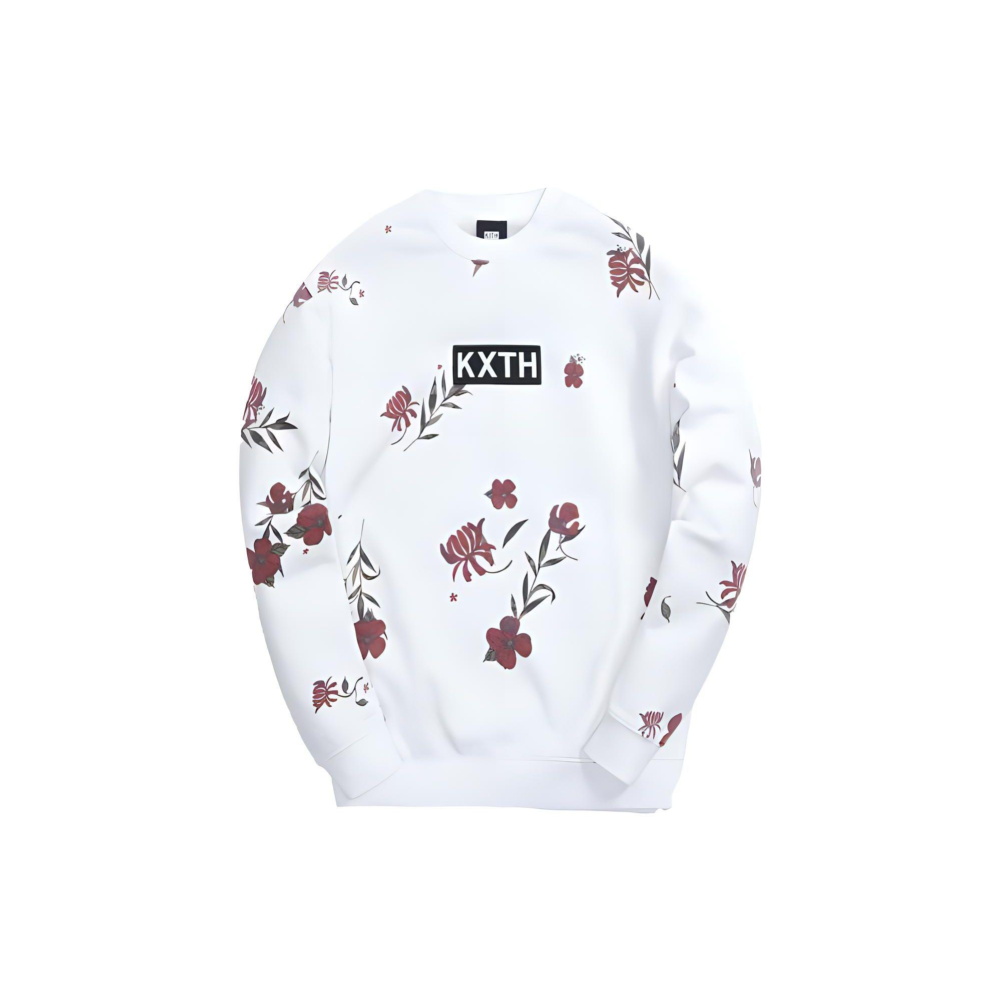 

Kith Летние белые топы унисекс с круглым вырезом с цветочным принтом KH2703-101 2XL