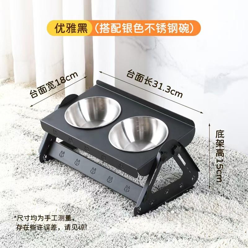 Adjustable Stainless Steel Pet Food Bowl Stand Cats Dogs Double Elevated Feeder Anti-Tip Design