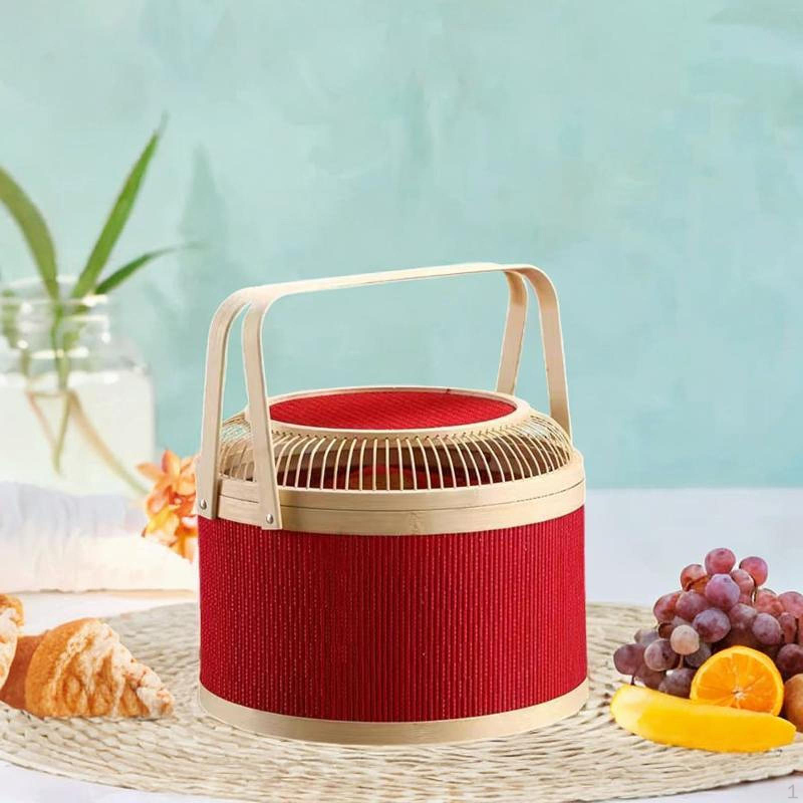 

Бамбуковая плетеная корзина для хранения продуктов ручной работы, универсальная, портативная, для покупок, подарочная упаковка 26cmx19cm