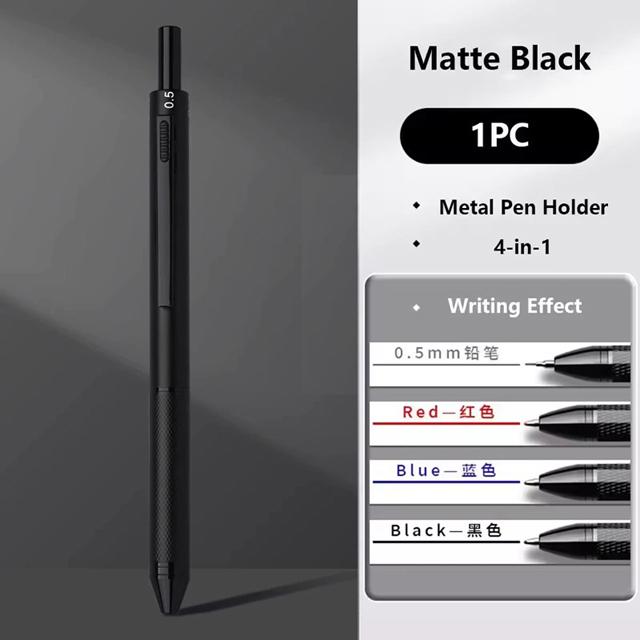 4 In 1 Multicolor Metal Ballpoint Pens 3 Colors Ball Pen 1 Mechanical Pencil For School Office Writing Supplies Stationery