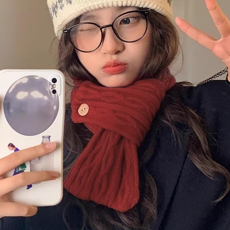 Осенне-зимний короткий вязаный шарф-хомут, зимний теплый ленивый шерстяной шарф as the picture