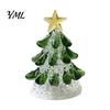 Christmas Gift for Friends Handmade Glass Tree Lighted Figurine, Mini Luminous Xmas Crystal Figurine Night Light, Art Tabletop Holiday Decoration