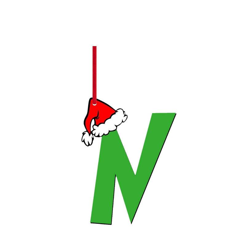 1Pcs Christmas Decoration Green Letter Hanging Christmas Tree Pendant Ornament for Home Decor Navidad New Year 2026 Accessories