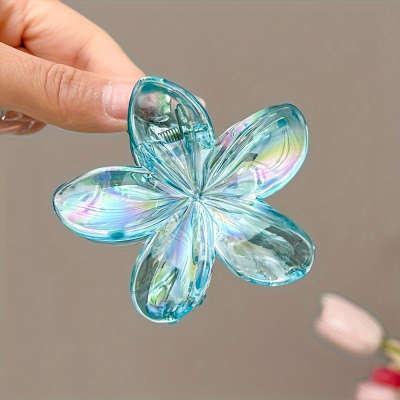 Egg Flower Hair Clips Transparent High Ponytail Claw Clips Simple and Fresh Daily Wear Shark Clips for Spring and Summer