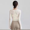 Women's Professional Yoga Set: Long Sleeve, Waist-Cinching, Slimming Two-Piece for Pilates with Chest Pads.