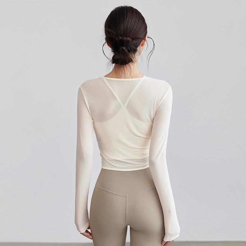 Women's Professional Yoga Set: Long Sleeve, Waist-Cinching, Slimming Two-Piece for Pilates with Chest Pads.