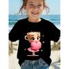 European sizes Latest Girls Cartoon Hug New Cappuccino Milk Tea T-Shirt Outfit Casual Cute Short Sleeve Fashion Trendy Round Neck Patchwork Top