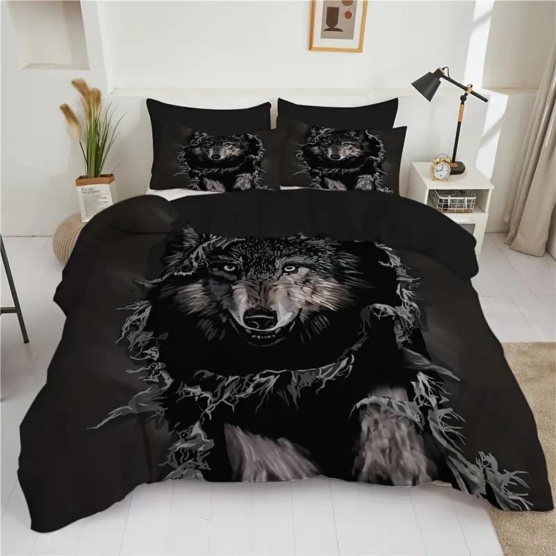Digital Printing Duvet Cover Kit 3D Bedding Quilt Cover Pillowcase Three-Piece Set