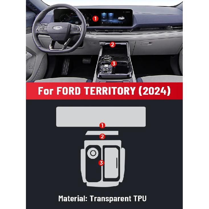 

Anti-scratch Car Interior Center Console Media Dashboard Navigation TPU Protector Film For FORD TERRITORY 2024 Accessories Right rudder driving