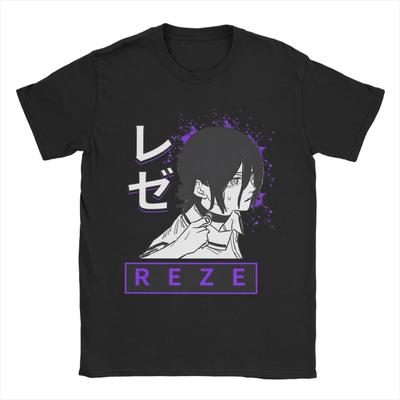 Mens Chainsaw Man Girl Reze Anime T Shirts Cotton Clothes Summer Streetwear Short Sleeve TShirt O Neck Tee Shirt Large Size