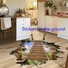 3D Drawbridge Living Room Bedroom Removable Background The Floor Stickers Wall Stickers Waterproof Paper Pastes ( 60cmX90cm )