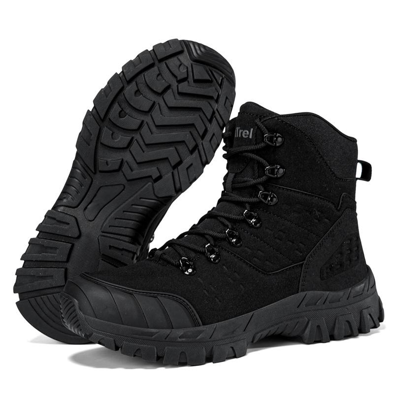 Men's Waterproof High-Top Desert Combat Boots - Wear-Resistant, Anti-Slip, Breathable, Large Size for Autumn/Winter Mountaineering & Hiking.