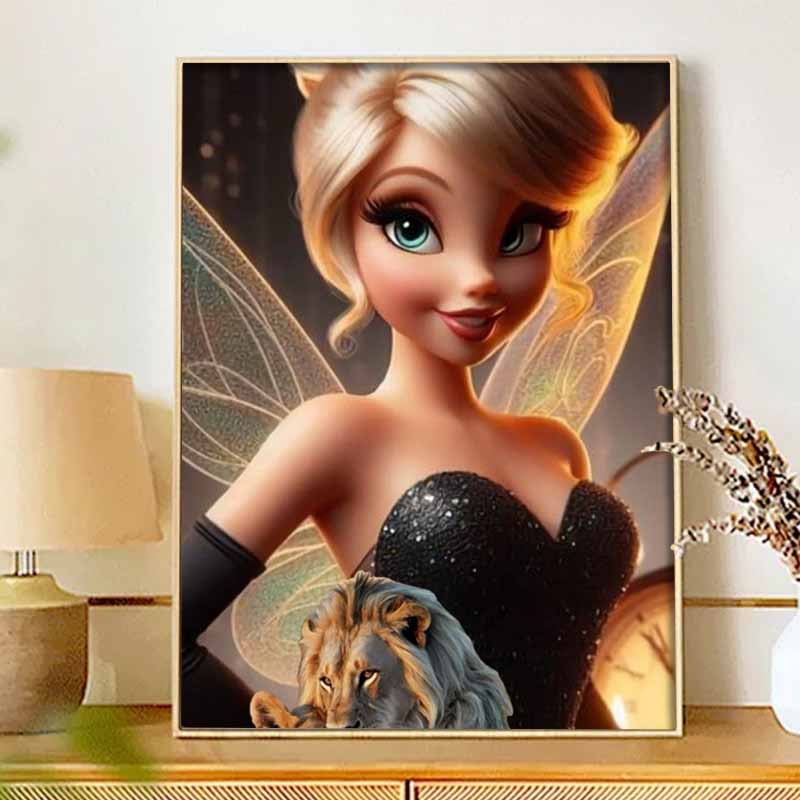 Disney Diamond Art Painting Kit  Fairy Lion Sparkle Craft, Home Wall Decor, Handmade Gift (132)