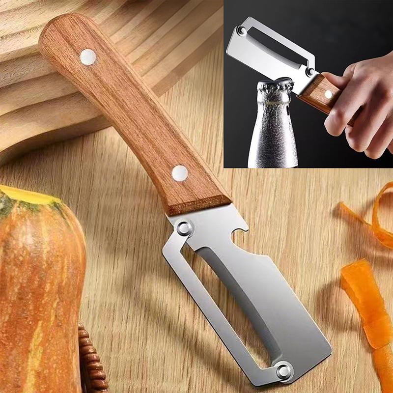 1Pc Stainless Steel Vegetable Peeler With Wooden Handle For Kitchen Veggie Fruit Carrot Orange & Potato Peeler Julienne-Homeclub