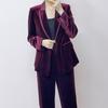 Spring 2026 Korean Style Velvet Blazer & Straight Pants Set