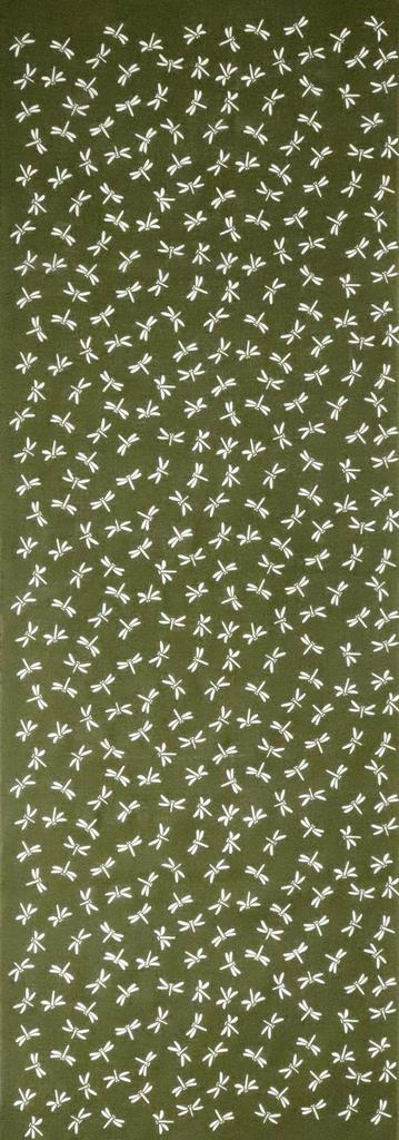 Dyeing Anbo Soft Gauze Tenugui Dragonfly Olive Authentic Dyed Cotton with Hemmed Made in 35cm x 100cm "Baby Green" 100% Edges, Japan,