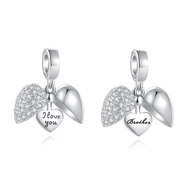 Summer New Open Heart I Love You Nan Dad Diy Bead Fit Original Charms Silver 925 Bracelet Jewelry Women Acessories