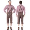 Men's German Bavarian Oktoberfest Costume Set Long Sleeve Plaid Shirt with Suspenders Pants, 2-Piece Outfit