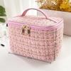 2025 Nova Bolsa Feminina Estilo Tricô Necessaire Portátil Portátil Portátil Necessaire de Maquiagem Moderna Bolsa Grande de Armazenamento