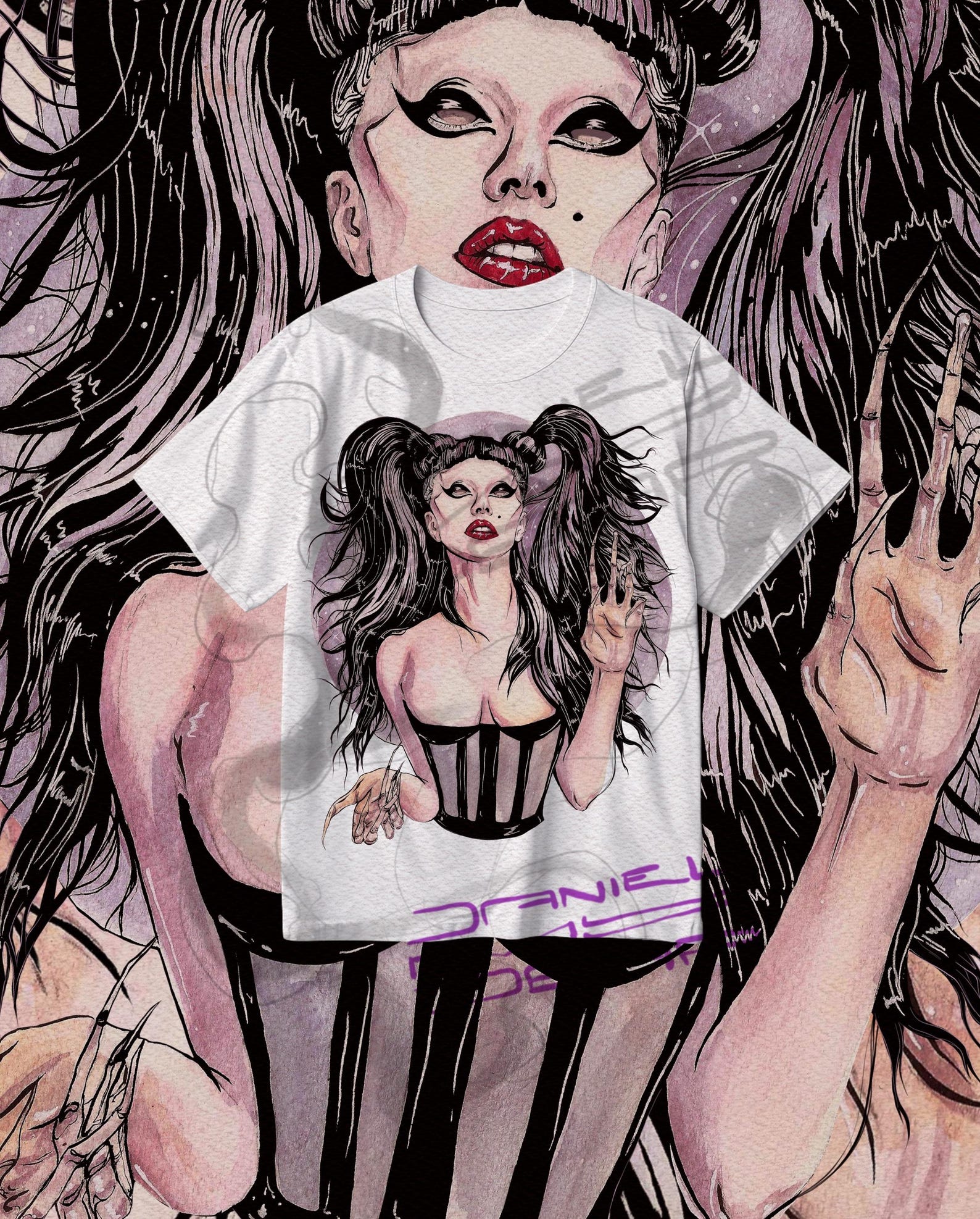 Born This Way T-Shirt: Gothic Vampire Pop Art Illustration, Pride Month Apparel S