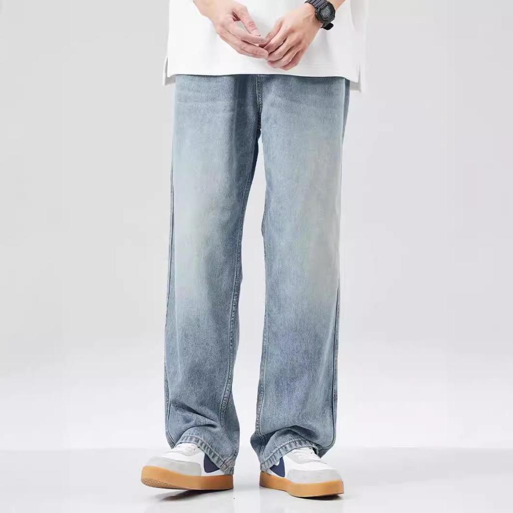 Men’s Fashion Lyocell Tencel Loose Wide-Leg Summer Jeans