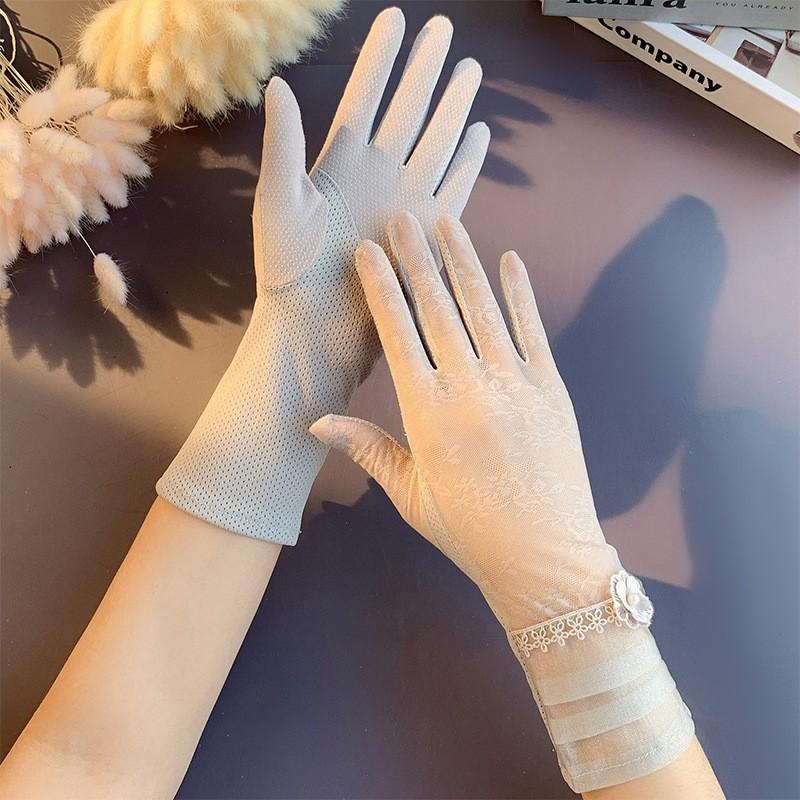 Sunscreen Lace Gloves Spring Bow Touch Screen Gloves Ladies Driving Breathable Outdoor Shade Cycling Summer Gloves