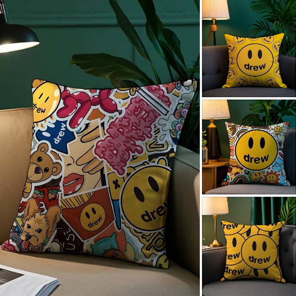 Kreslená houbová hlava Drew House-A Povlak na polštář Hedvábně elegantní Pohodlí Pohovka Postel Neviditelný zip Plážový povlak na polštář