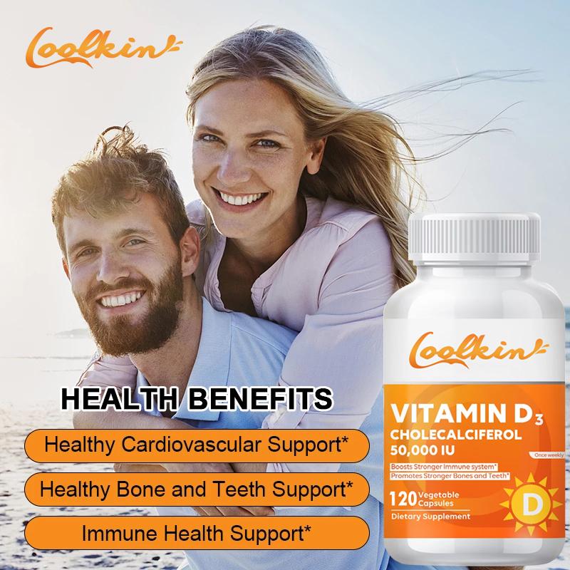 Coolkin Vitamin D3 Capsules, Vitamin D Supplement, 120 Capsules Per Pack, Easily Absorbed, Suitable for Adults