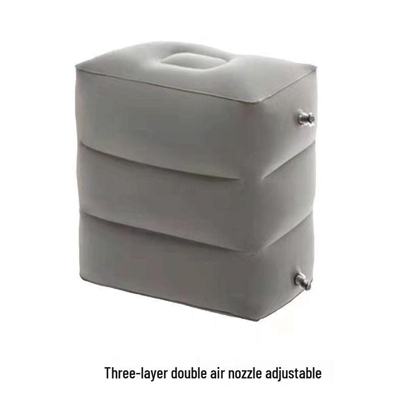 Flocking Press-to-Inflate Travel Footrest: Adjustable Universal Car & Plane Leg Rest