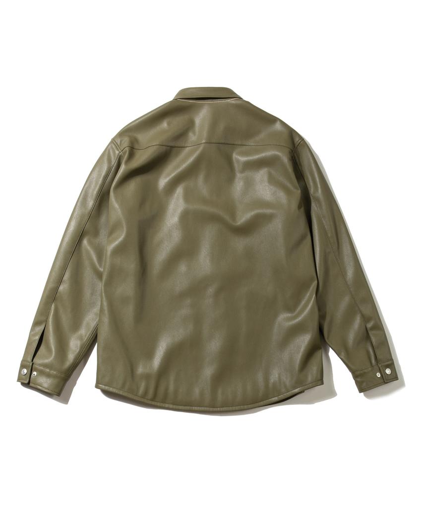 DREAMWORLD [Leather] Long Sleeve Shirt Olive_01