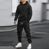 Autumn and winter new men's hooded sweater set solid color sports and leisure set hoodie two-piece set