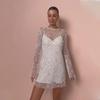 Women's Bubble Beads See-Through Mesh Suspender Two-Piece Dress