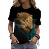 Summer Round Neck 3D Animal Print Top Fashionable Casual Short Sleeved Women's T-shirts
