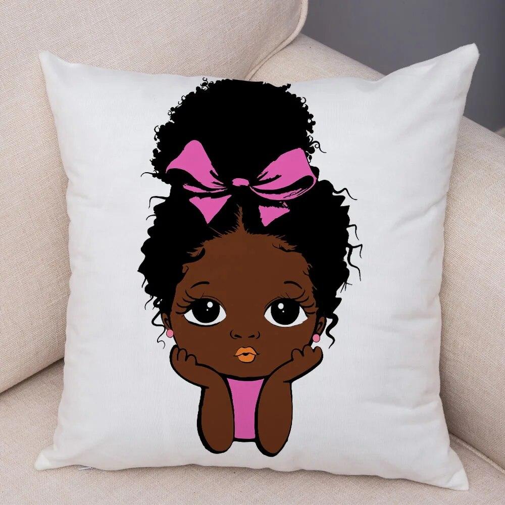 Home Decor African Baby Sofa Cushion Cover Bedroom Home Kids Room Decor Cute Cartoon Girl Pillowcase