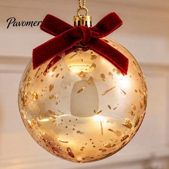 Lightweight Seasonal Decorations Christmas Ball Ornaments, Gold Xmas Tree Decoration with Velvet Bow, Luxury Bulbs Shatterproof Plastic Hanging