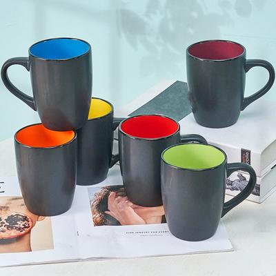 Keramik-Kaffeetasse mit farbiger Innenseite, leicht zu reinigendem Henkel, Teetasse 16