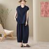 DIMANAF 2026 Plus Size Summer Pants Suits Women Sets Suits Linen Loose Tops Shirts Long Pants Cotton Loose Casual Clothing