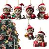 Acrylic Christmas Cat Pendant  Holiday Design with Christmas Hat for Christmas Tree Car Rearview Mirror Home Party Holiday Decor