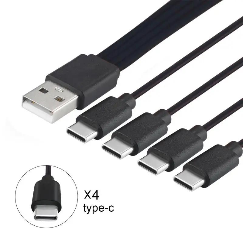 Short Cord 5V USB A C to Type C Multiple Charging Cable 4 in 1 Micro USB Splitter Adapter Cable 4 Port USB C PD Splitter Cable