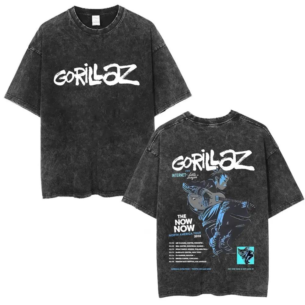2026 Prané Vintage Rocková Kapela Gorillaz Album The Now Now Grafické Trička Pánské Dámské Oblečení Hip Hop Punk Oversized Trička s Kulatým Výstřihem