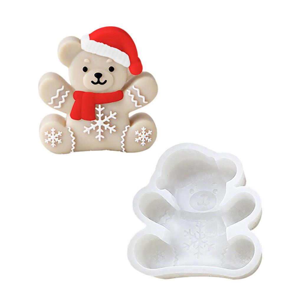 Christmas Bear Silicone Molds Animal Cake Silicone Mould Fondant Molds for Crafting Candle Soap Chocolate Baking Tool