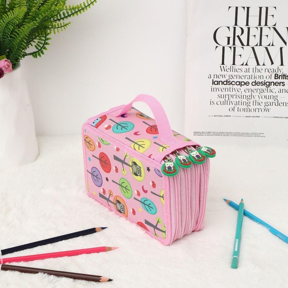 32/52/72 Hole Sketch Pencil Case Cartoon Paintbrush Organizer Art Supplies Organization